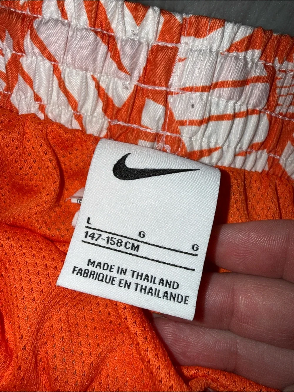 Nike Orange and White Logo Print Swim Trunks Boys Large 10/12